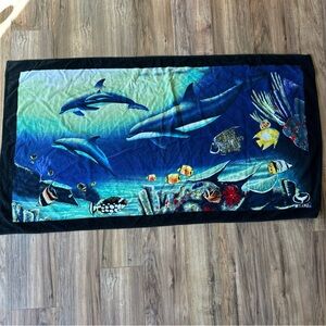 Vintage Wyland Beach towel Ocean Theme Dolphin Fish Underwater Made In Brazil